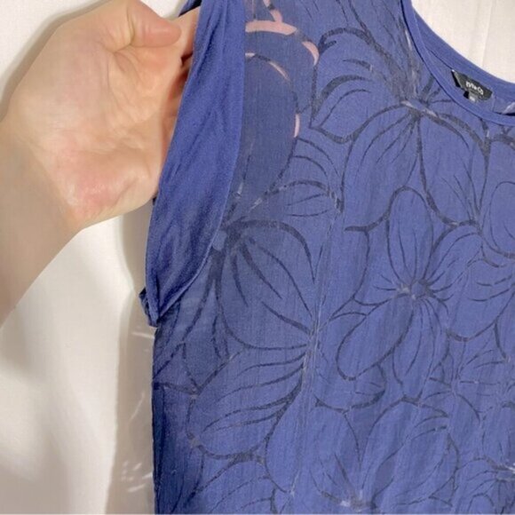5/$25 RW&CO. Blue Semi Sheer Short Sleeve Blouse M - Picture 8 of 12